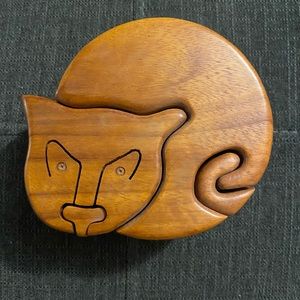 Vintage Cat Puzzle Jewelry Box-Hidden Compartments
